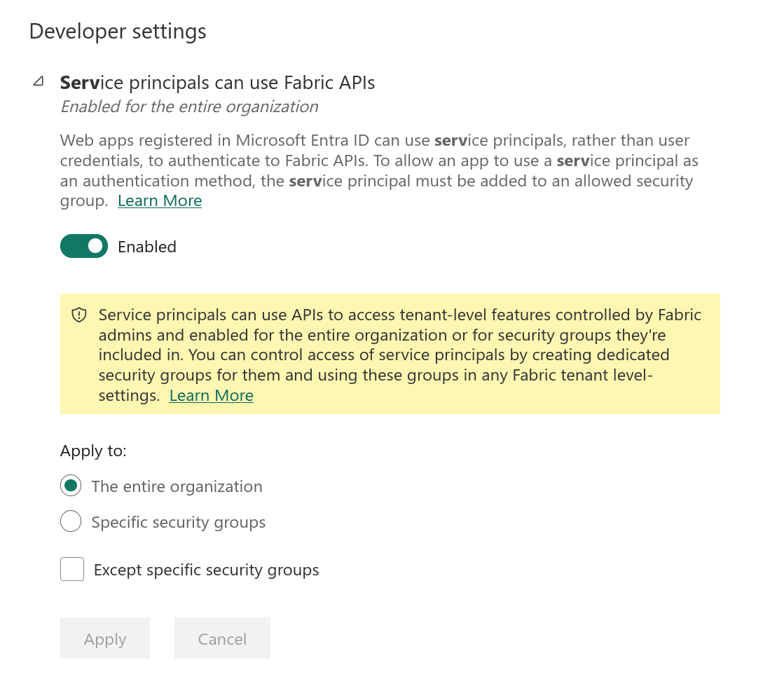 PowerBI Permissions Screen
